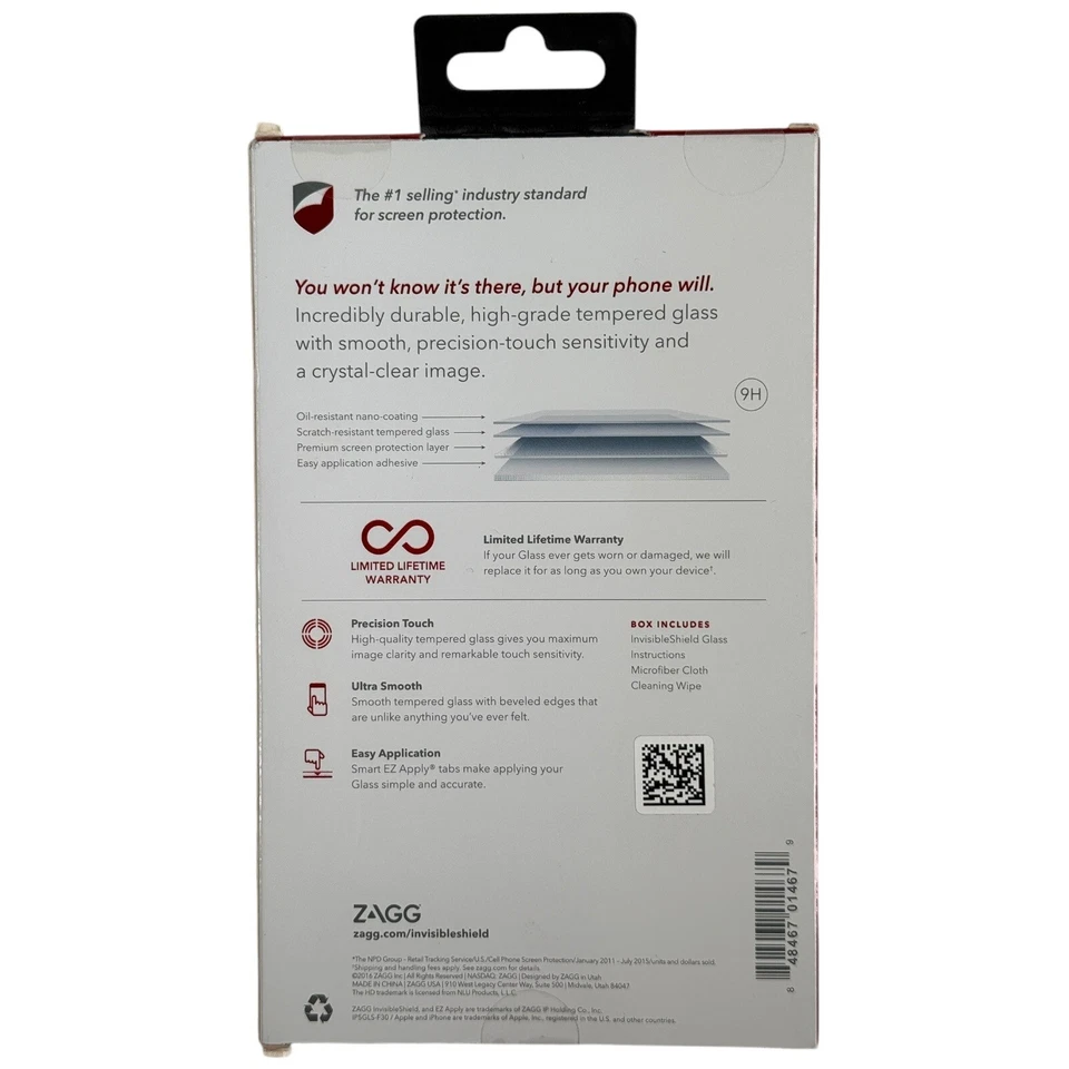 全新未拆封 - ZAGG 隐形护罩玻璃屏幕保护膜 适用于 iPhone 5/5s/5c/SE — 第 2/4 张图片