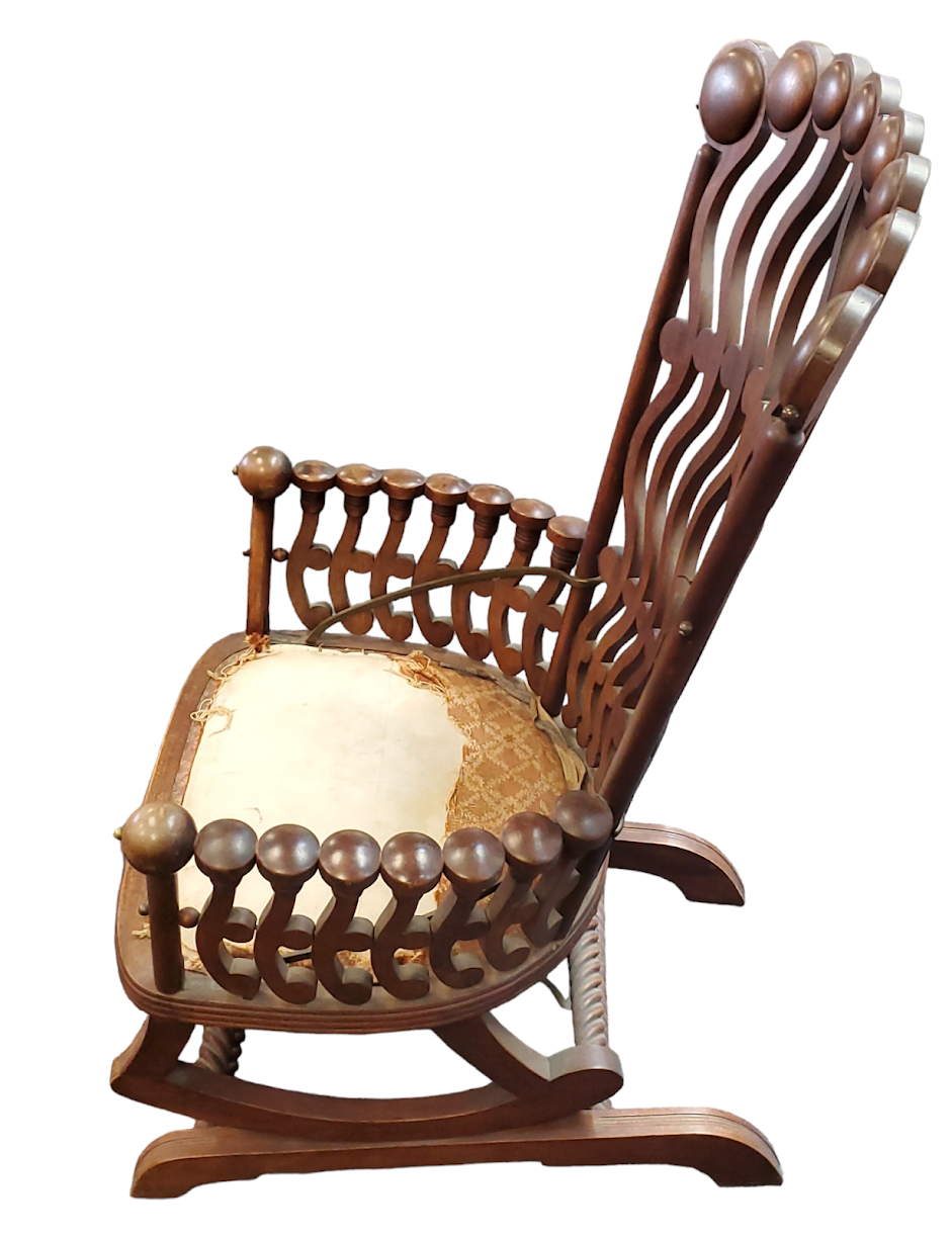 19th Century George Hunzinger High Back Rocking Chair RARE Wavy ...