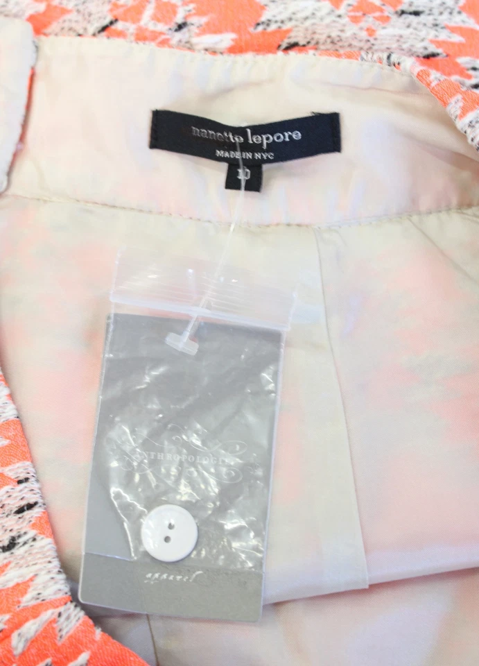 NUEVO CON ETIQUETAS Nanette Lepore Anthropologie Jacquard Neón Tweed Azteca Swing Falda Talla 10 Foto 4 de 4