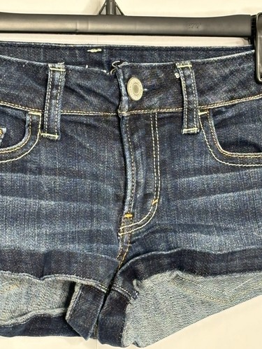 Pantaloncini jeans American Eagle donna taglia 2 orlo a rotolo lavaggio scuro - Foto 3 di 13