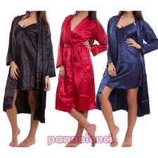 Two Piece Satin Babydoll Set Robe Underwear Lingerie Petticoat New A-78