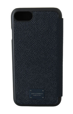 DOLCE & GABBANA Phone Case Front Cover Black Leather DG Logo iPhone 7 RRP $350