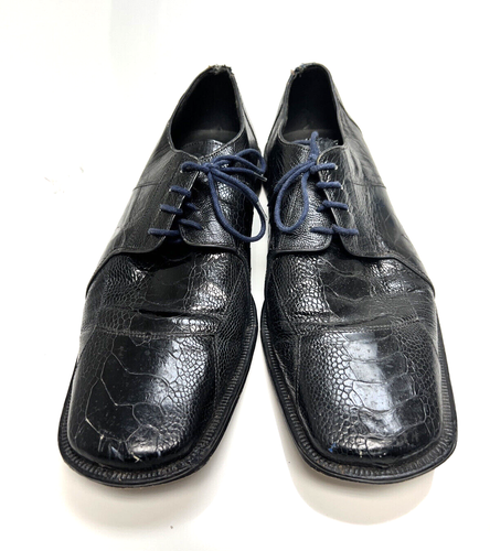 David Eden Dress Shoes Crocodile Square Toe Derby Shoes Black Men’s 9M Nice - Picture 2 of 9