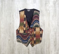 Vintage Paris Sport Club Vest Womens Large Southwestern Aztec Western USA Made