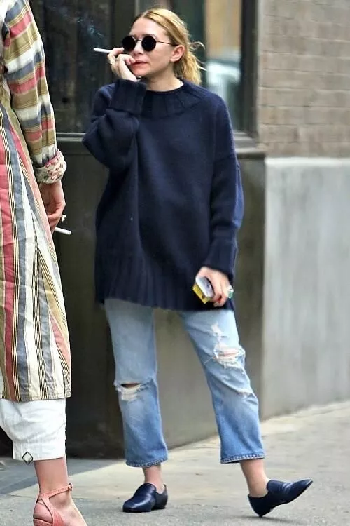 The Row Alys Blue Satin Loafer Slippers