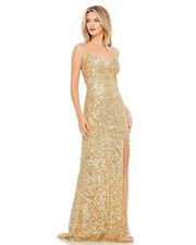Mac Duggal 10704 Sequin Slip Dress Sz 8 Gold