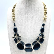 CHARMING CHARLIE Beaded Choker Necklace Gold Tone Chunky Classic Career Workwear