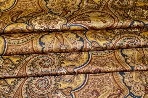 Fabric Remnant: Waverly "Paddock Shawl" Paisley in Brown ,Black, Tan & Gold - Picture 5 of 5