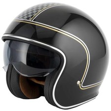 VCAN H589 Chequer Open Face Motorcycle Helmet Scooter Moped Crusier Retro Lid