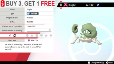   Shiny Gmax Kingler   Pokemon Sword and Shield Perfect IV Fast Delivery 