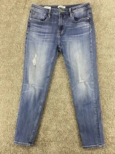 Vigoss Jeans Women’s 31 Blue Marley Skinny Distressed Stretch Denim Cotton Blend