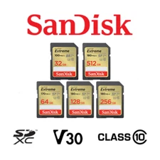 Sandisk SD Extreme 32GB 64GB 128GB 256GB 512GB Memory Card for Nikon Canon Sony