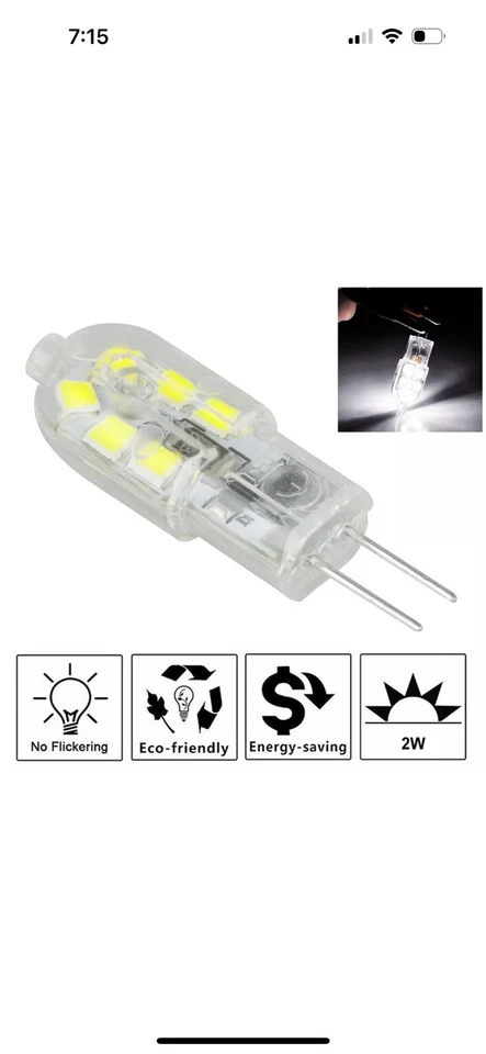 20PCS White G4 LED Light Bulbs 2W (20W Equivalent) DC 12Volt Bi-pin Base Lamp US - Image 2 of 4