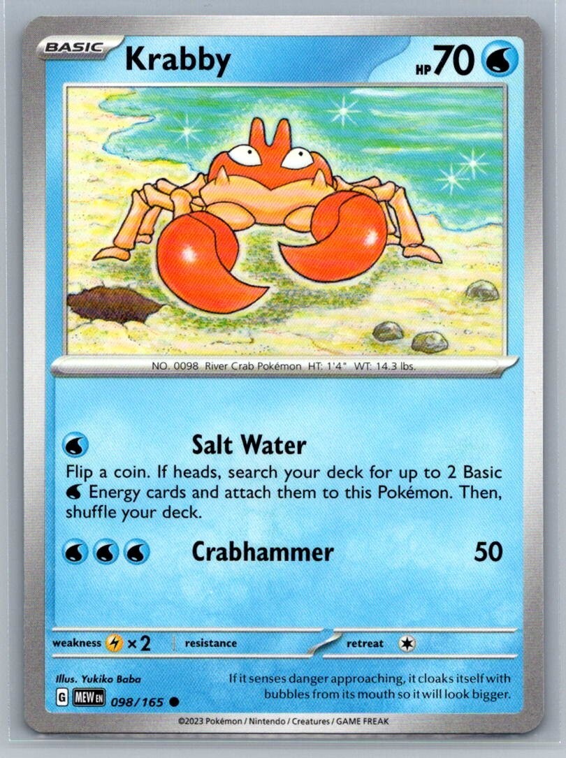 Krabby 98/165 Scarlet & Violet 151 Common Pokémon TCG 2023