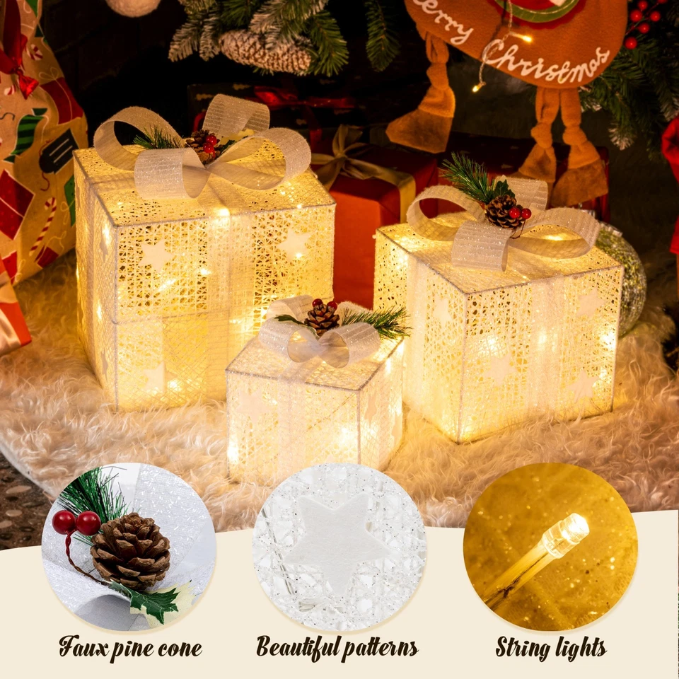 LED Geschenkbox 3er Set Weihnachten - Bild 2 von 4