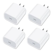 4 Pack USB-C Wall Charger, 20W USB-C Power Adapter 20W TYPE-C 4 Pack White