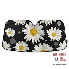 Sun Shade for Car Windshield Daisy Flower Floral Polka Dot Foldable Pattern 2