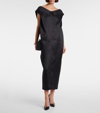 Khaite Selwyn Silk Gazar Dress In Black Size 0