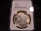 1887 MS64 Morgan Silver Dollar NGC Certified