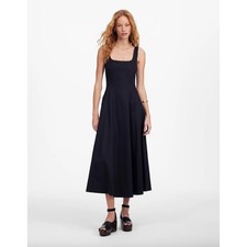 Madewell Seamed Squareneck Midi Dress Minimalist Jet Black Classic US 0 NWT