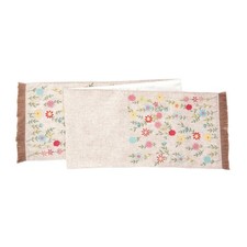 Wildflower Embroidered Table Runner 13" x 72" Polyester Table Linen w/ Fringe