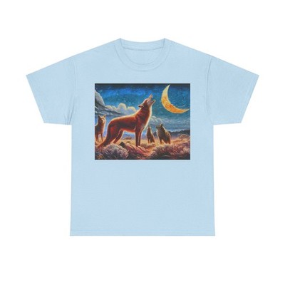 Coyotes in Moonlight Unisex Heavy Cotton Tee