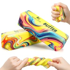 2 Pcs Butter Squishy Stick, Soft Stretchy Fidget Squeeze Toy, Colorful Sensory