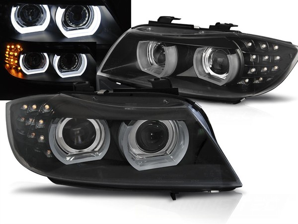 Angel Eyes Xenon Scheinwerfer Set FüR BMW 3Er E90 E91 2009–2011 Schwarz-image