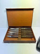 Vintage Kutmaster 5-Piece Steak Knife Set, Stainless Steel & Wood, Made in USA