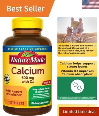 600 mg Calcium with Vitamin D3 - 220 Tablets for Enhanced Calcium Absorption