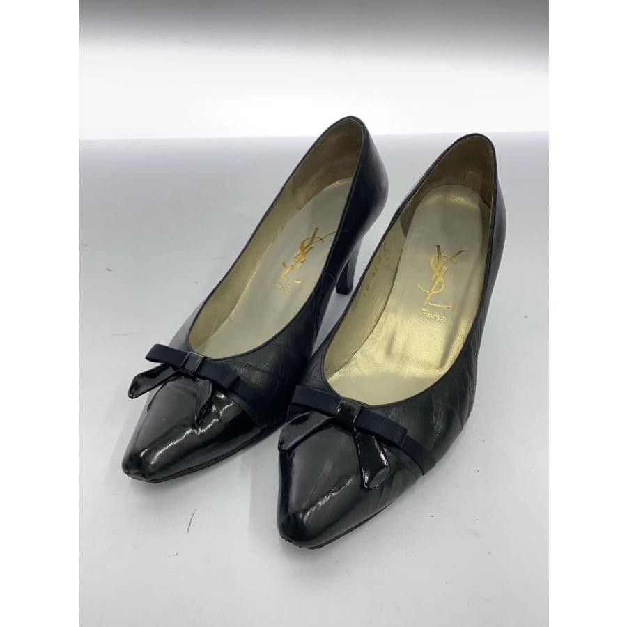 Decolte Yves Saint Laurent YSL tacco EU 36 nero pelle nastro 0101525K autentiche