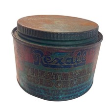 Rexall Theatrical Cold Cream Tin Vintage Collectible Metal Container