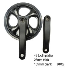 vélo alliage d'aluminium noir roue 48T 165 mm pour vélo pliant