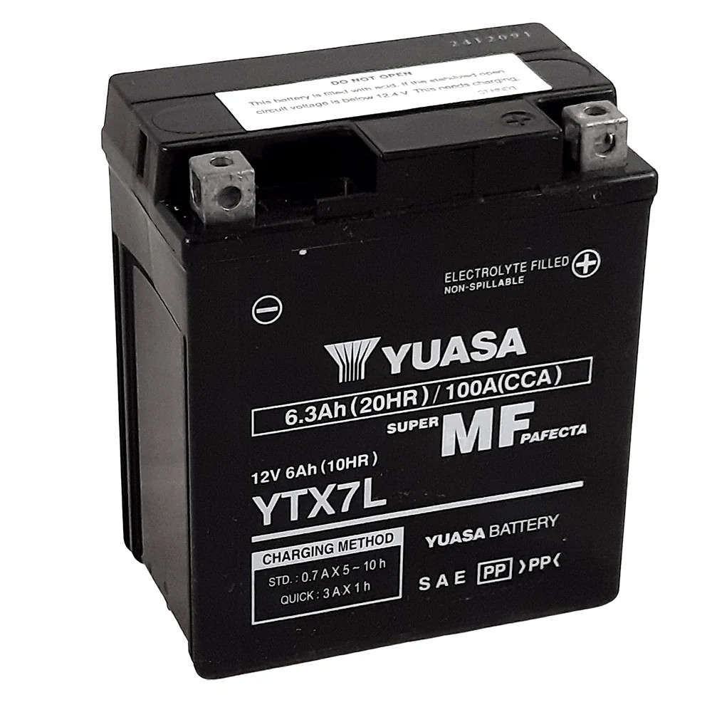 Batterie YTX7L AGM SLA 12V 6Ah pour scooter et moto sans entretien