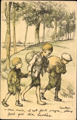 Artist Postcard Poulbot, Francisque, Il est fort papa, plus fort que... - 4950157