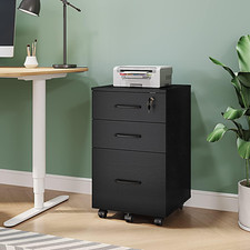 Filing Cabinet Mobile Drawer Storage Unit Wooden Office File Cabinet with Wheels