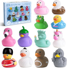 12 Rubber Ducks, Toddler Bath Toys, No-Hole Bathtub Toys for Baby Pool Toys