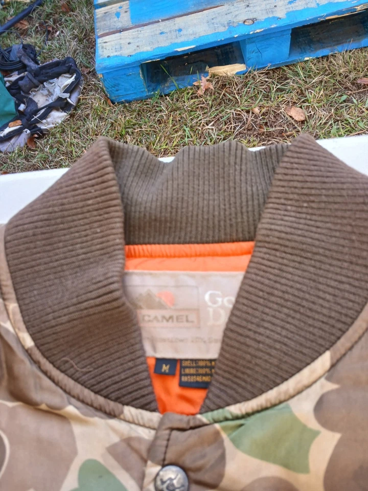 Jaqueta acolchoada masculina camelo verde ganso, vintage, tamanho médio - Imagem 2 de 4