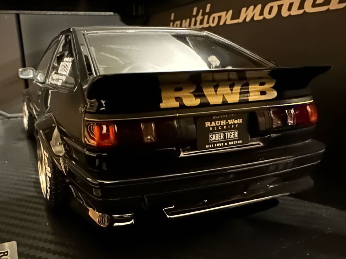 ignition.model 1/18 RWB AE86 エンジン付き Ignition Model 1:18 Toyota AE86 RWB in White & Black with