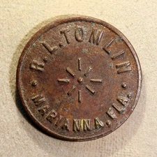 RARE UNLISTED Florida lumber-related token - R.L. Tomlin, 5¢, Marianna, Fla.