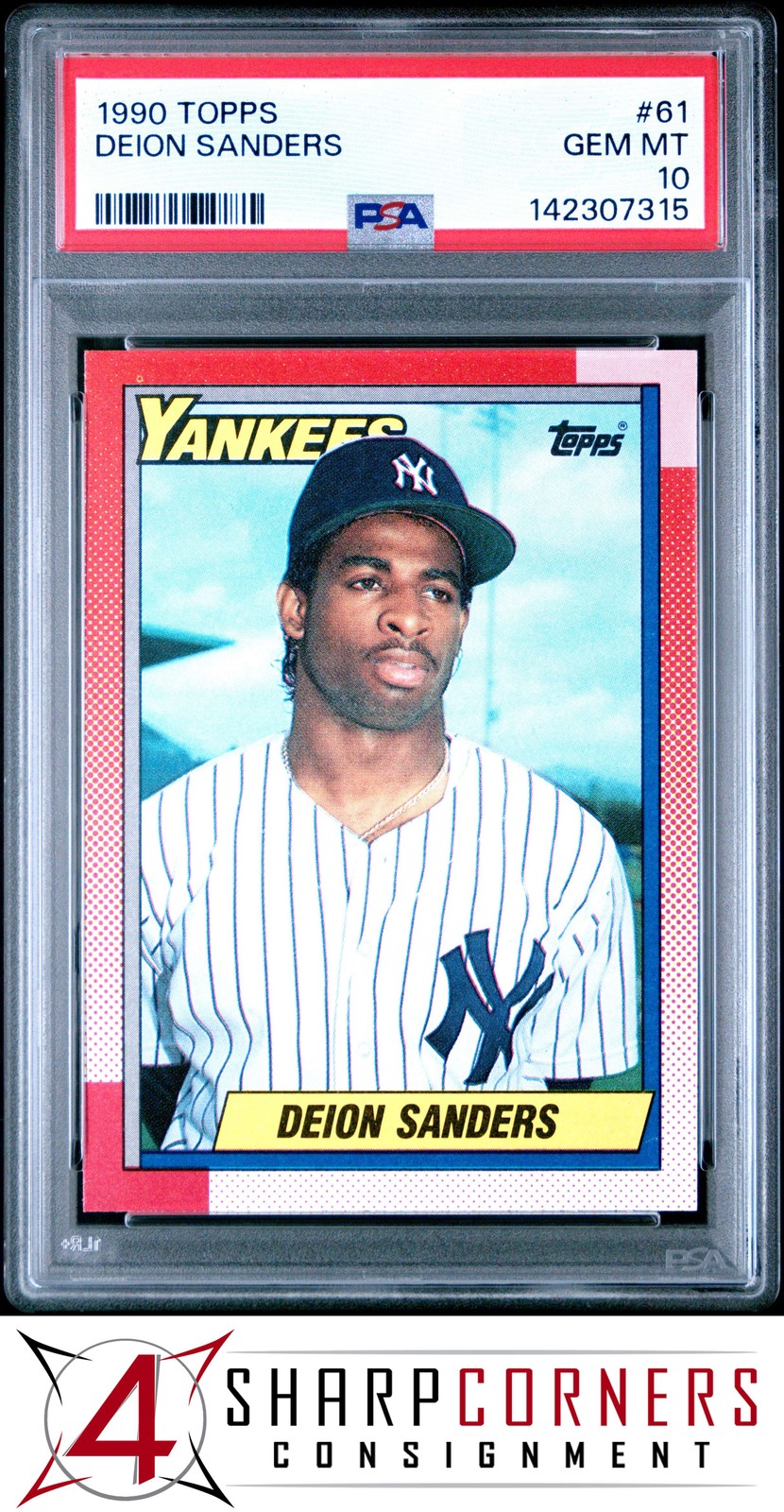 1990 TOPPS #61 DEION SANDERS RC YANKEES PSA 10