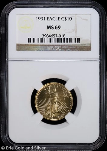 1991 $10 1/4 oz American Gold Eagle NGC MS 69 | Uncirculated UNC BU