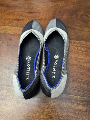 Rothy s The Flat Womens Size 9.5 Flats Black / White Buffalo Plaid Comfort Shoes