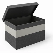 Storage Ottoman Bench Toy Chest Collapsible Linen Box Footrest Grey Stripe