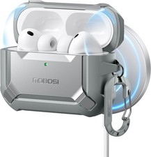 AirPods Pro 3 Case with Magnetic Lid Lock, Gray - Protective Cover Accessory