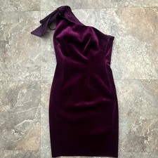 Eliza J Purple Velvet One Shoulder Bow Sheath Dress Women’s Size 4