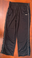 Reebok Women's Mesh Track Pants - Size Medium, Black w White Stripe