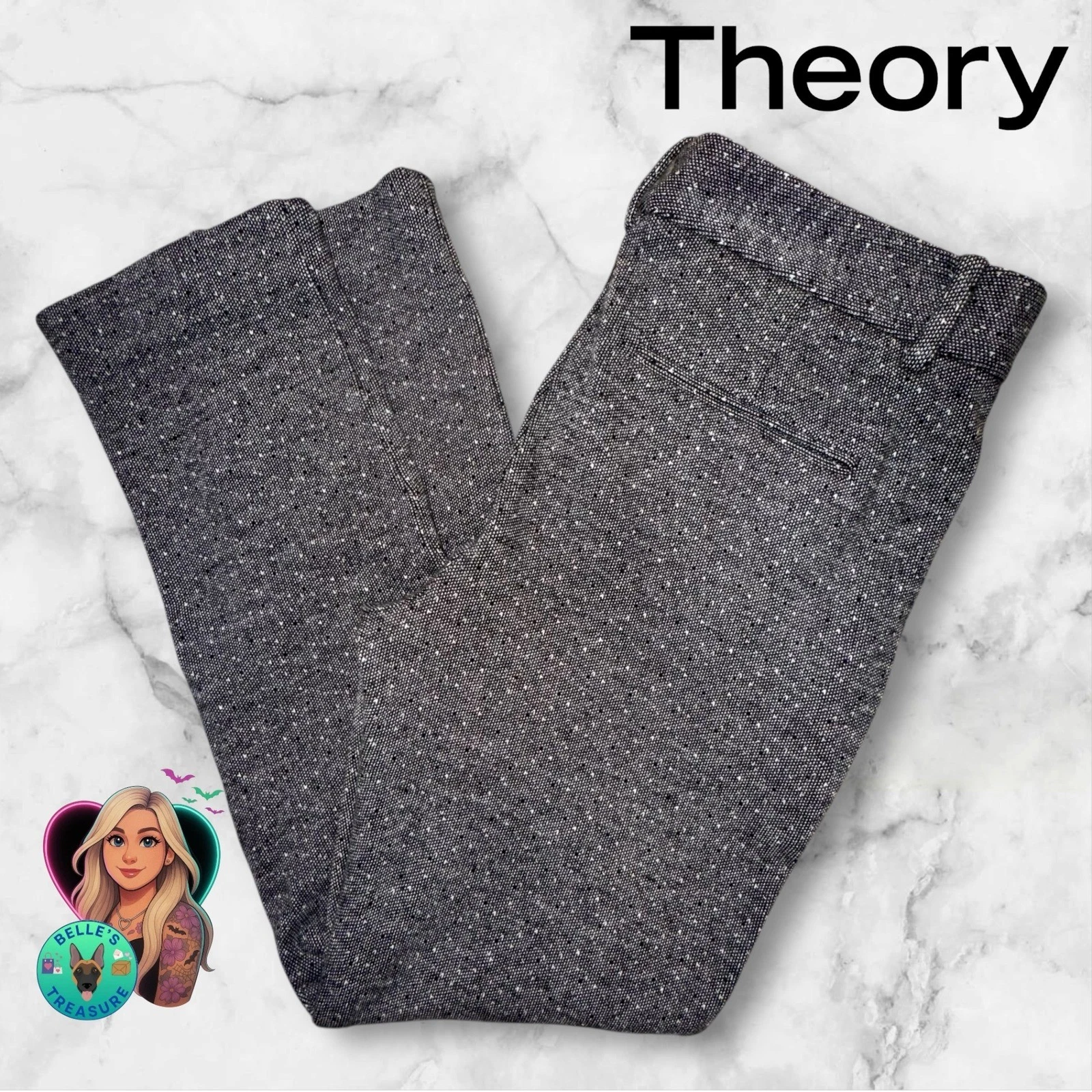Theory Womens 4 Rowak Kenmore Wool Stretch Tweed Dress Pants Ankle Career 29x25