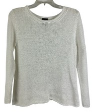 Eileen Fisher Sweater Sz M Cotton Linen Beach Cottagecore Minimal Staple
