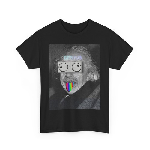 T-shirt grafica arte divertente Albert Einstein Genius nuova maglietta cotone regalo - Foto 4 di 5